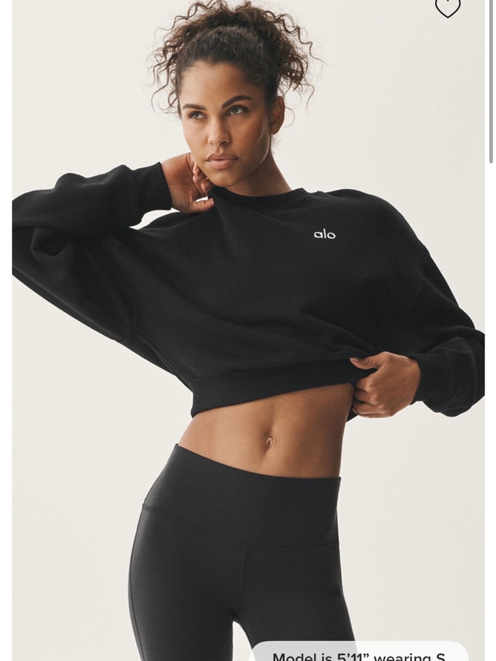 Authentic ALO Yoga Women's Black Cropped Accolade Sweatshirt Size M